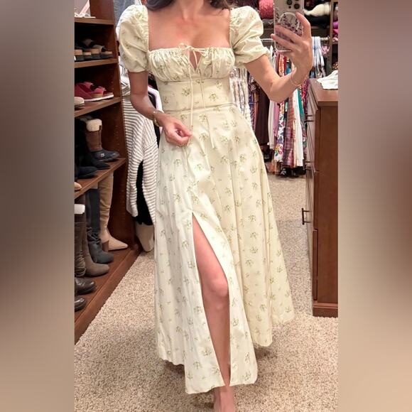 House of CB Tallulah Ivory Floral Puff Sleeve Midi Dress XL - Picture 4 of 11